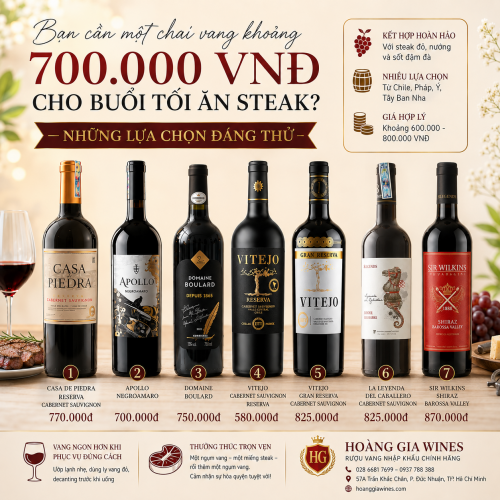 Bạn cần một chai vang khoảng 700.000 VNĐ cho buổi tối ăn steak?