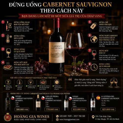 Đừng Uống Cabernet Sauvignon Theo Cách Này – 8 Sai Lầm Khiến Ly Vang Kém Ngon