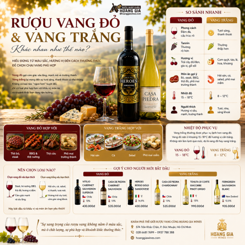 Rượu Vang Đỏ Và Vang Trắng Khác Nhau Như Thế Nào? Cách Chọn Vang Phù Hợp
