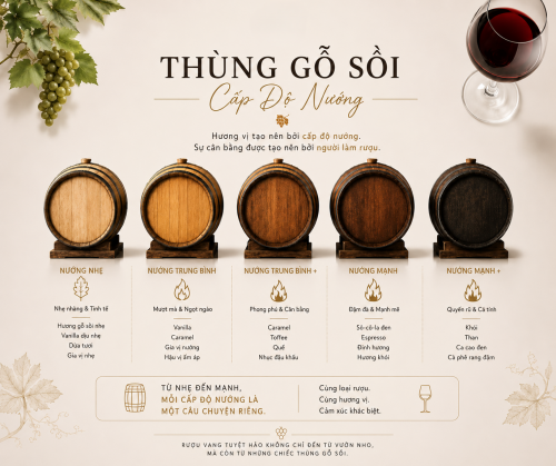 Thùng Gỗ Sồi Là Gì? Cấp Độ Nướng Thùng Sồi Ảnh Hưởng Đến Rượu Vang Thế Nào?